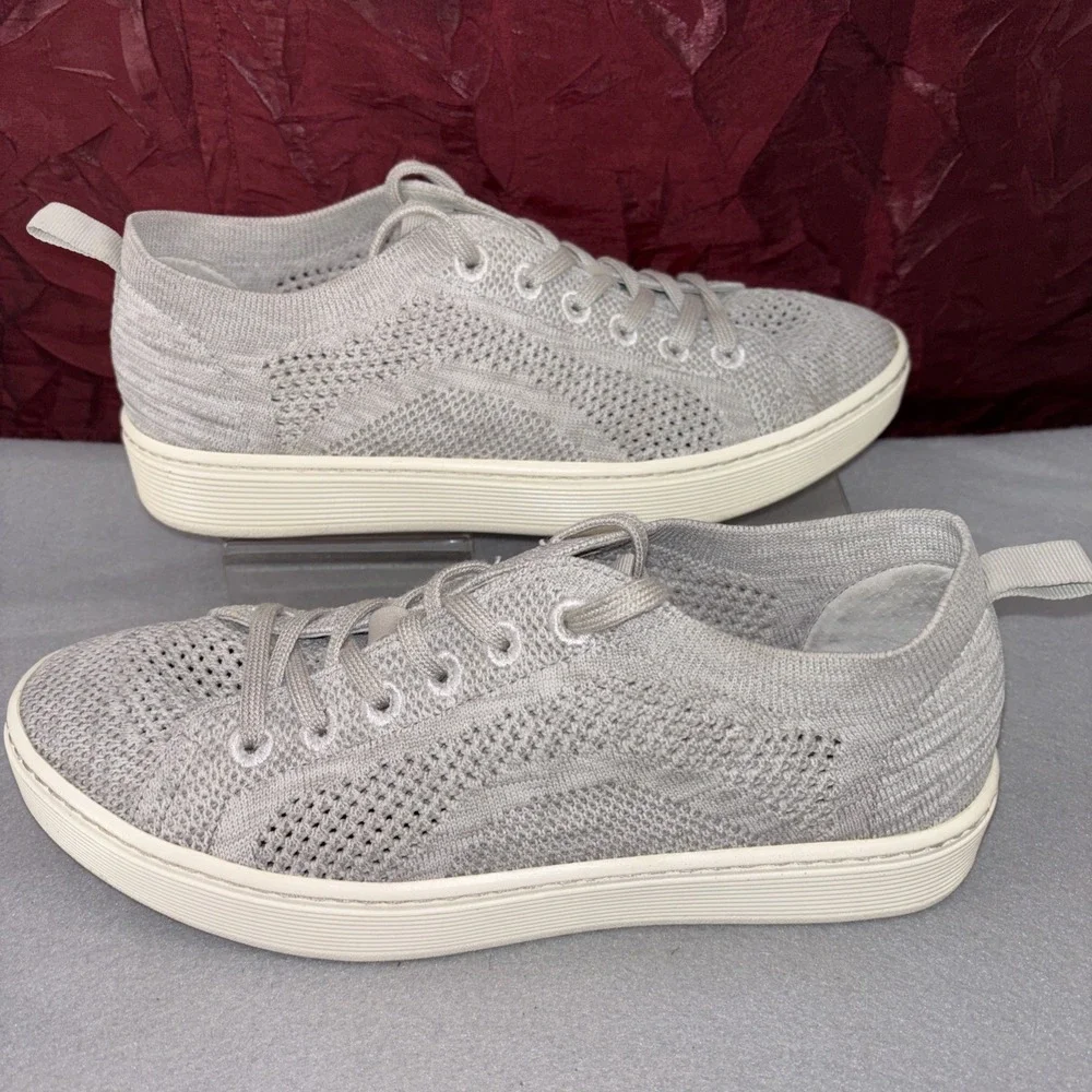 Sofft Somers Grey Knit Sock Leather Comfort Lace Up Sneakers Women's Size 7M EUC